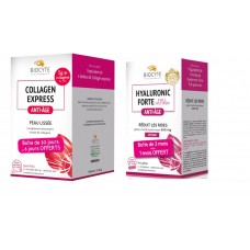 Biocyte-Pack de  Hyaluronic Forte 3x30cap (1 mês de oferta)+ 1 caixa de Collagen Express 30 saquetas 